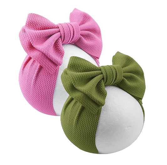 Bows for Baby Girls Headband, Newborn Bows Headbands Baby Hair Bows Hairbands Hair Accessories.(FD104-Rose red Dark Bud Green)