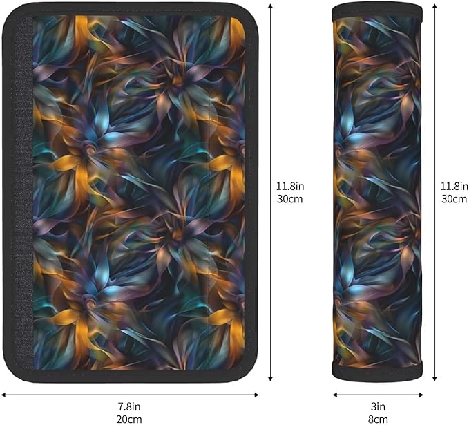 Soft Seatbelt Cover for Car Truck SUV Airplane Abstract Floral Flowers Seat Belt Shoulder Pad Cushion Mandala Boho Vintage Seatbelt Straps Neck Cushion Protector for Carmera Backpack 2 Pack