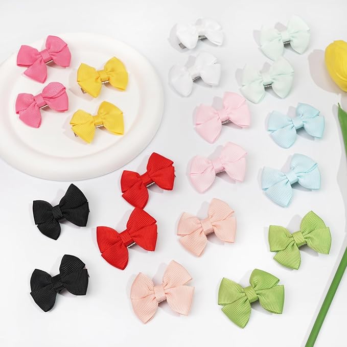 80Pcs Hair bow Clips 2Inch Mini Hair Clips for Baby Fine Hair Grosgrain Ribbon Bows Metal Alligator Clips Non-slip Baby Hair Clips for Baby Girls Infants Toddlers 40 Colors in Pairs