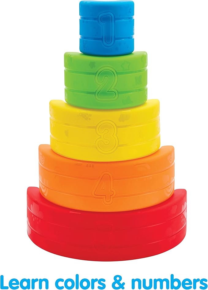 Kidoozie Musical Stack & Learn Rainbow - Stacking Activity Toy for Infants and Toddlers 6-24M - Motion Activated Lights and Sounds - Encourages Early Learning and Fine Motor Skills