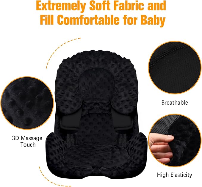 KAKIBLIN Infant Car Seat Insert, Carseat Insert Support for Newborn, Infant Car Seat Cushion Head Support for Baby Girls Boys,3D Air Mesh Baby CarSeat Cushion for CarSeats, Bouncer, Strollers, Swing