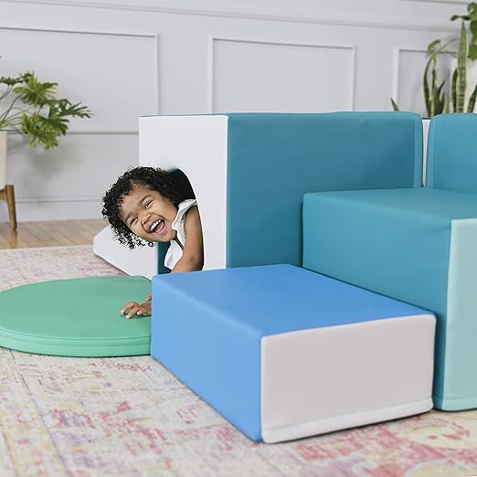 ECR4Kids SoftZone Four Tunnel Maze 360 Degree Climber, Toddler Playset, Contemporary, 15-Piece
