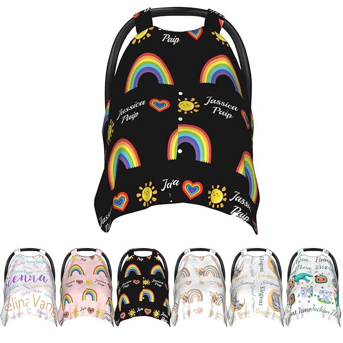 Personalized Baby Name Car Seat Covers for Girls,Nursing Custom Carseat Canopy for Babies Boy Winter Breastfeeding Cover Car Seat Canopies for Newborn Infant Toddler
