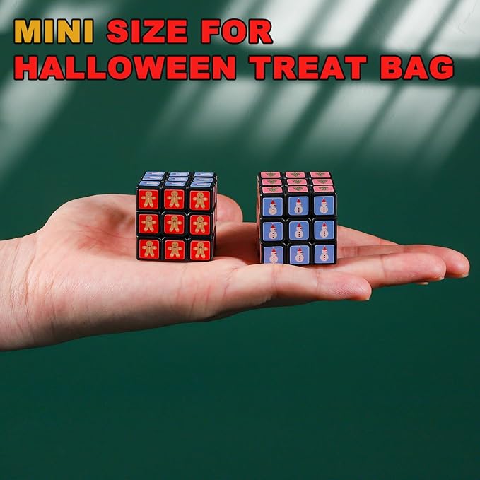 24 Pcs Mini Cubes Bulk, Christmas 1.18 Inch 3x3x3 Puzzle Cube Set, Stocking Stuffers for Kids, Birthday Party Favors, Classroom Prizes, Stress Relief Fidget Toys, Easter Basket Fillers