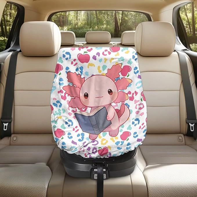 XYZCANDO Axolotl Carseat Cover for Baby Girl Kawaii Print Car Seat Covers for Babies Easy to Install Baby Car Seat Sun Shade Cover UV Rays Protective Car Seat Protector Gift for Holiday