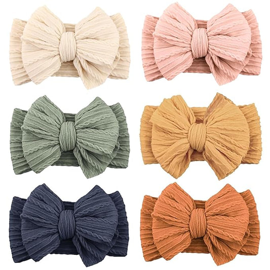 ALinmo 6 Pack Baby Headbands Super Soft Stretchy Nylon Hair Bands Hair Bows Hair Accessories for Baby Girls Newbrons infants Toddlers 02