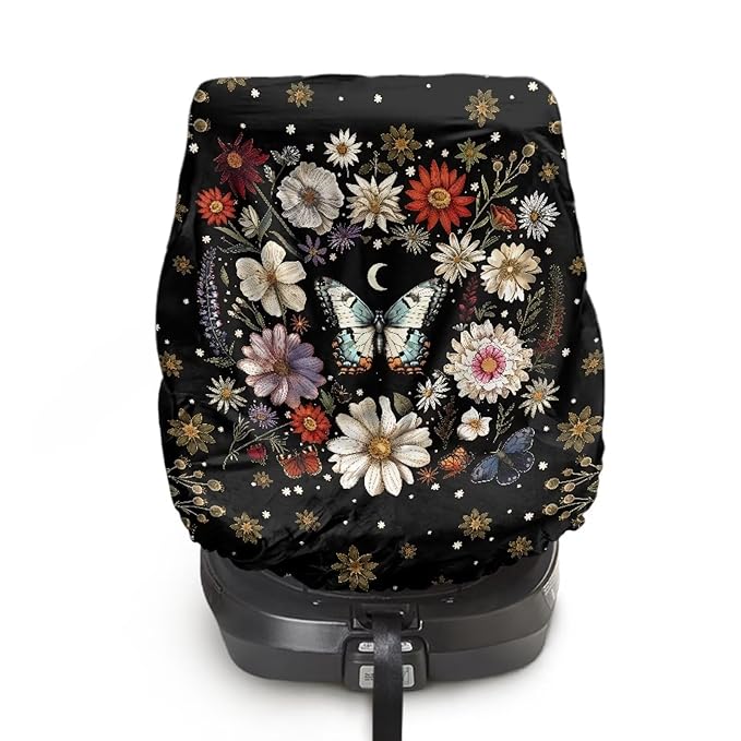 XYZCANDO Butterfly Print Baby Car Seat Sun Protection Reflective Baby Seat Covers for Car Seats Elegant Cooling Car Seat Cover Baby Foldable Car Seat Sun Cover for Travel Gift for Friends