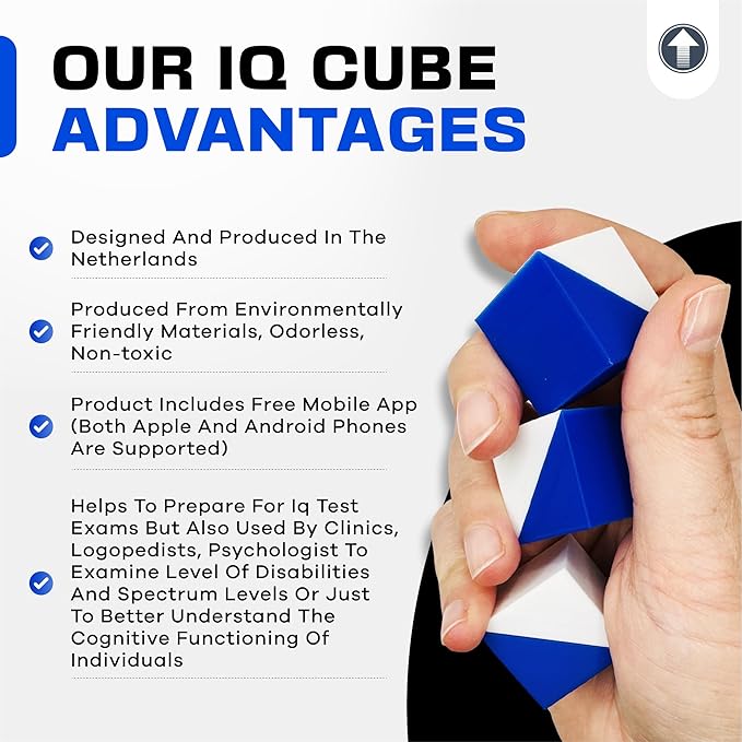 PrfcNL IQ Test Cubes (Blue and White) – 9 Kohs Cubes, Practice for Block Design Test, BDT, WPPSI, WAIS and WISC Tests, Educational Blocks to Improve Concentration, Coordination and Memory