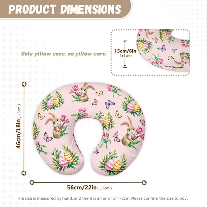 Easter Bunny Basket Covers Nursing Pillow Cover for Baby Tulips Multi - use Baby Essentials Breathable Washable Stain Resistant and Scratch Resistant