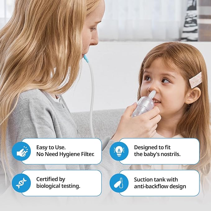 Hubibaby Nasal Aspirator Safe and Hygienic Nose Cleaner Mucus Remover, Cleanable & Reusable Nasal Congestion Relief, Safe & Easy Nasal Congestion Relief for Newborns & Toddlers, BPA & Phthalate-Free