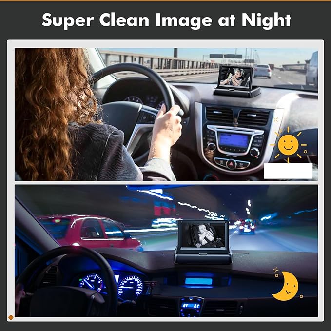 Itomoro Baby Car Mirror, View Infant in Rear Facing Seat with Wide Crystal Clear View,360° Rotation Plug and Play Easy Install baby car monitor 1080p with USB