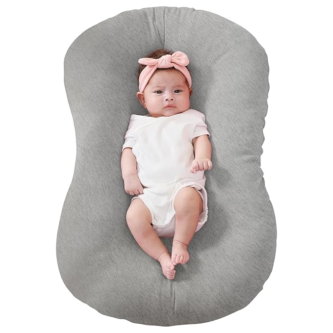 FUNUPUP Rayon Derived from Bamboo Baby Lounger Cover Compatible with Snuggle Me Lounger, Infant Lounger Pillow Cover for Newborn, Removable Elastic Newborn Lounger Cover,Cover Only, Gray