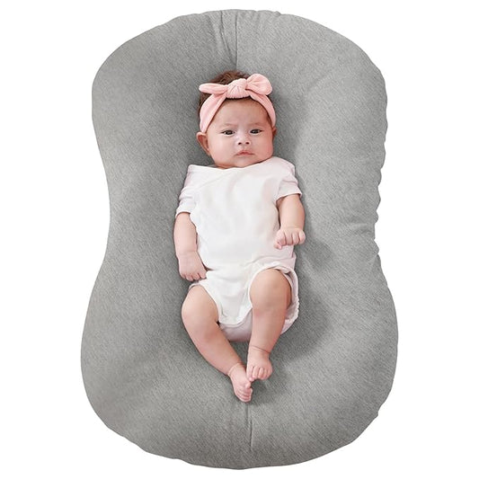 FUNUPUP Rayon Derived from Bamboo Baby Lounger Cover Compatible with Snuggle Me Lounger, Infant Lounger Pillow Cover for Newborn, Removable Elastic Newborn Lounger Cover,Cover Only, Gray