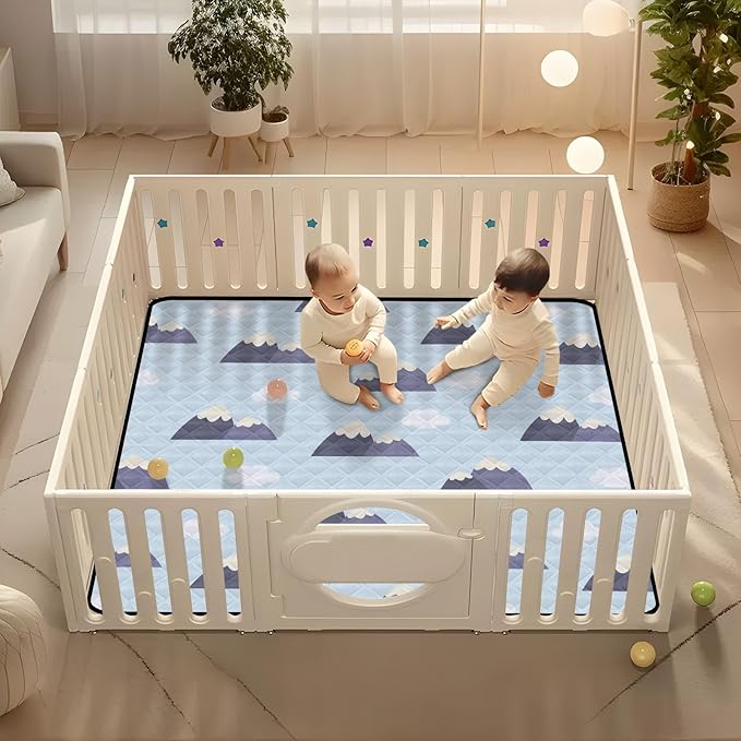 Baby Play Mat Blue Mountains 50 x 50 Playpen Mat Baby Play Mats for Floor Play Gym Crawling Mat Non-Slip Cushioned Baby Playmat for Infants, Babies, Toddlers