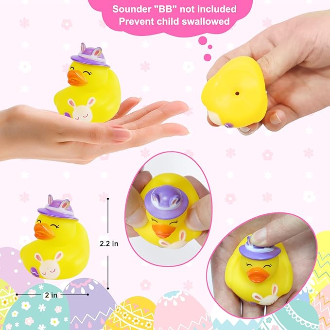 50PCS Easter Rubber Ducks Assorted Gifts Party Favors ,Resurrection Bunny Rubber Duck Pack , Funny Bath Tub Toys for Kids, Baby Showers Accessories