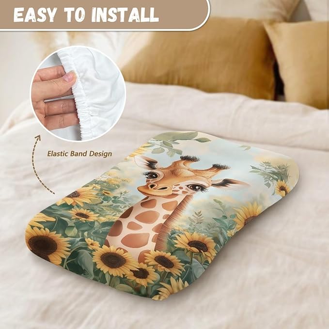 Giraffe Baby Lounger Cover Fall Sunflower Gifts for Boys Girls 31.5'' x 21.3'' Snuggle Me Covers Fits Most Loungers Newborn Infant Nest Slipcover Soft and Comfortable