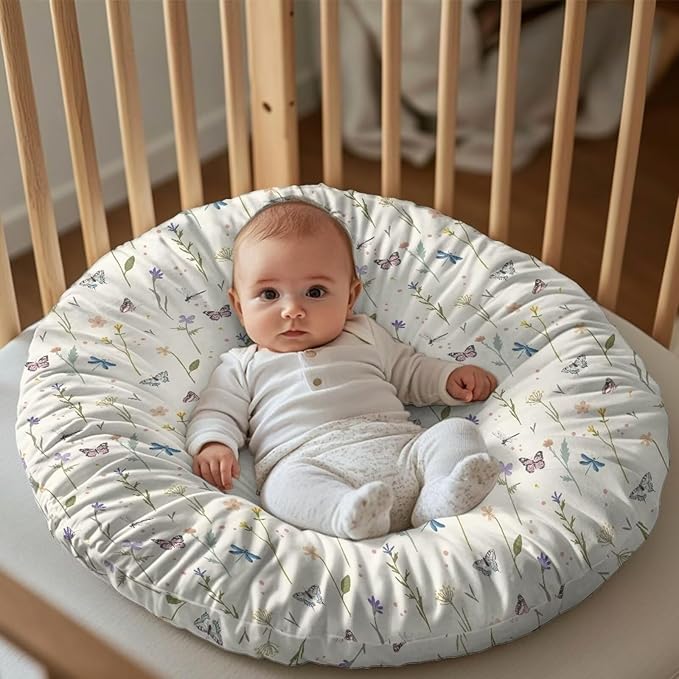 Vintage Flower and Butterfly Newborn Lounger Cover Removable Cover Ultra Soft Comfortable Lounger Slipcover Protector Cover for Infant Lounger Pillow Breathable and Reusable
