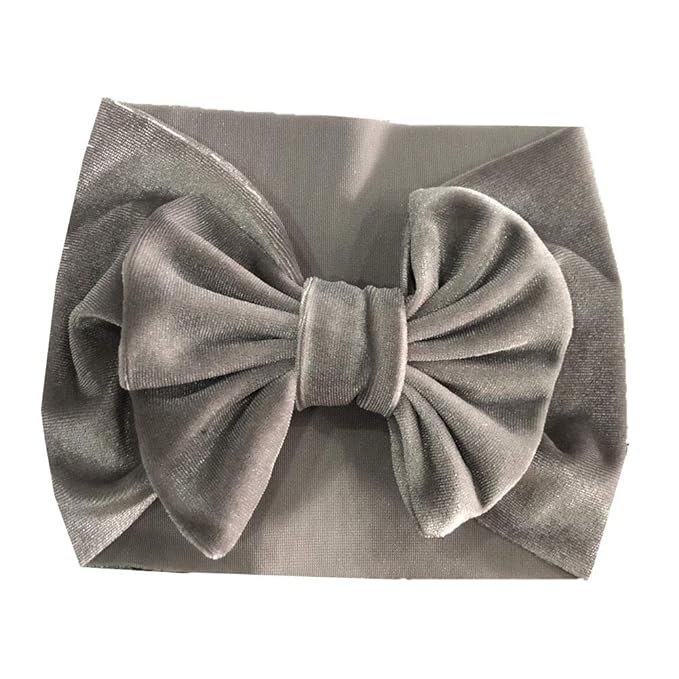 SuperiMan Wide Band Velvet Headband for Baby,Toddler Girls Bows Turban Head Wrap Hair Bands Photography Props Hairband (Navy+Wine Red+Black+Gray+Pink)