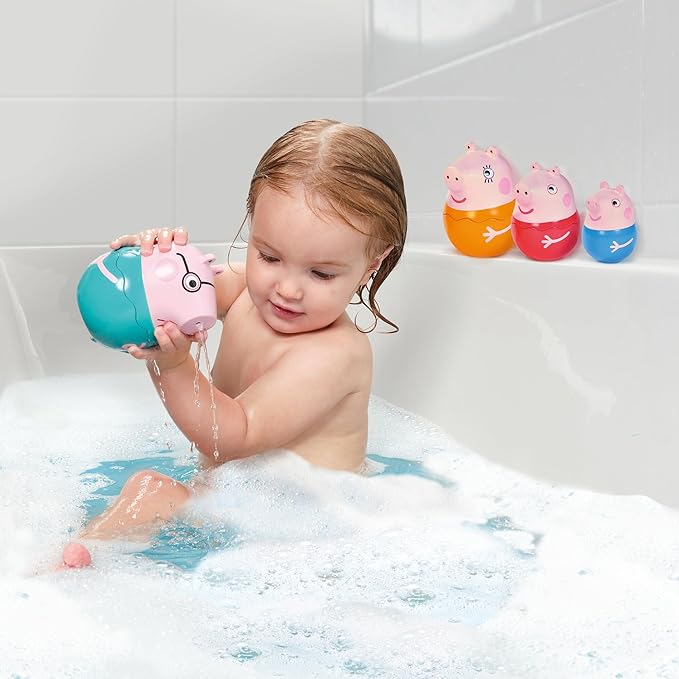 TOMY Toomies Peppa Pig - Peppa’s Nesting Family - Includes Peppa Pig, Mummy Pig, Daddy Pig and George - Nesting, Sorting & Pouring Toy - Ages 18 Months and Up