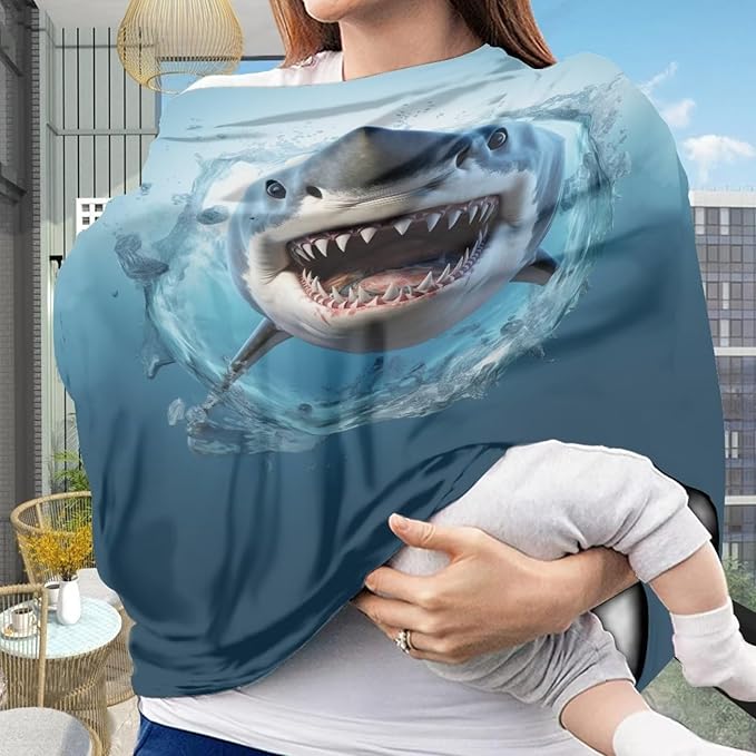 Upetstory Shark Stretchy Car Seat Covers for Infant Car Seat Cover Multi-use Carseat Canopy Cover,Nursing Cover,Grocery Cart Cover,High Chair Cover
