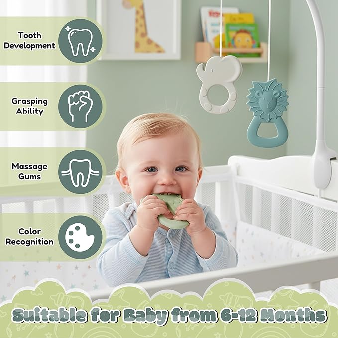 3Pcs Silicone Teething Toys for Babies Elephant Lion BPA Free Soft Teether Infant Sore Gums Pain Food Grade Silicone Teething Relief Chew Toy for Toddler Baby Shower Newborn 6-12 Months Birthday
