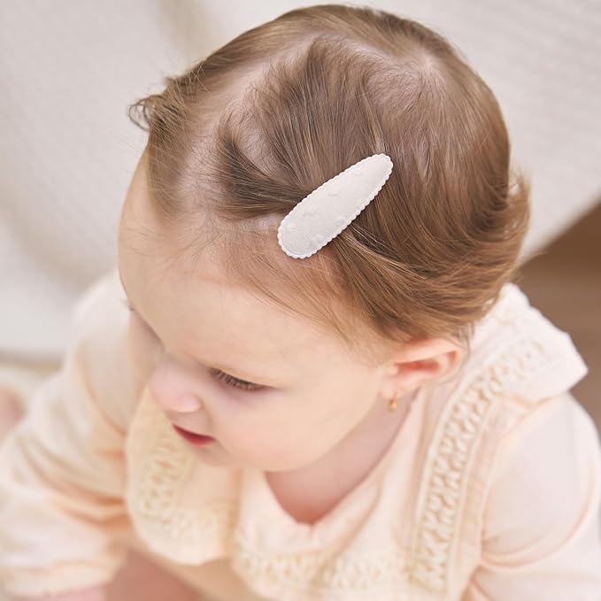choicbaby 8pcs Baby Girl Hair Bow Clips Set, White Toddler Hair Clips Boutique Grosgrain Ribbon Bow Hair Barrettes Accessories for Infant Toddler Kids