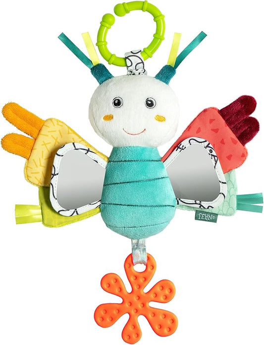 Fehn Activity-Schmetterling – Motorikspielzeug für Stroller, Kinderbett & Babyschale – zum Beißen, Greifen, Geräusche erzeugen – für Babys & Kinder ab 3+ Monaten