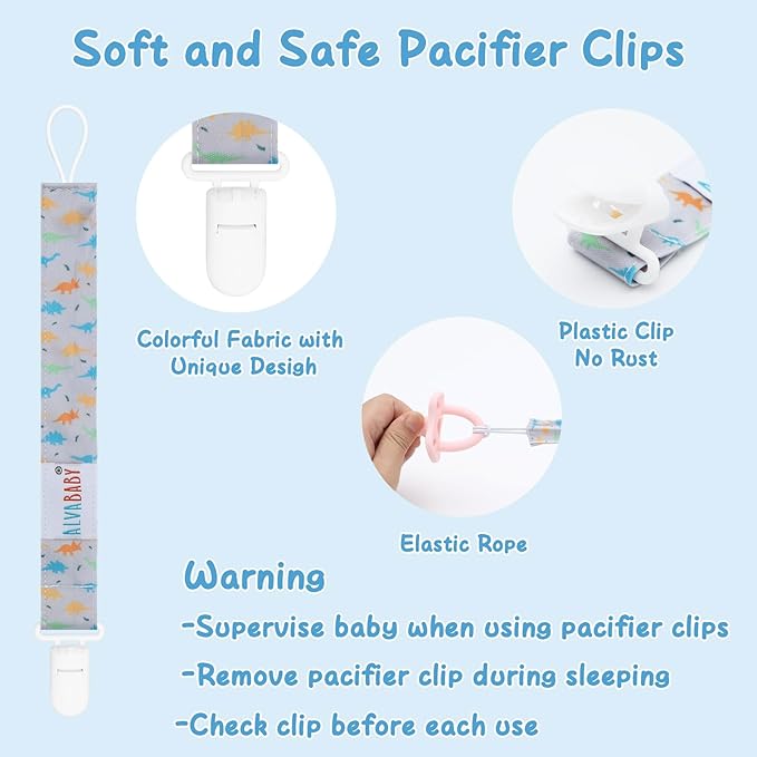 ALVABABY Pacifier Clips 8 Pack Pacifier Binky Paci Holder Leashes for Baby Teethers 8DP08