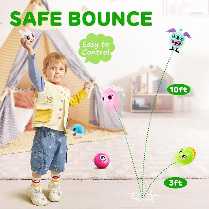 PlayZap Bouncy Balls 3" Large Size with Easter Bunny Stuffed Animal- Easter Basket Stuffers for Toddler Sensory Toys BPA-Free Safe Toys Gifts for Kids Boys Girls 1-3 3-5 5-8