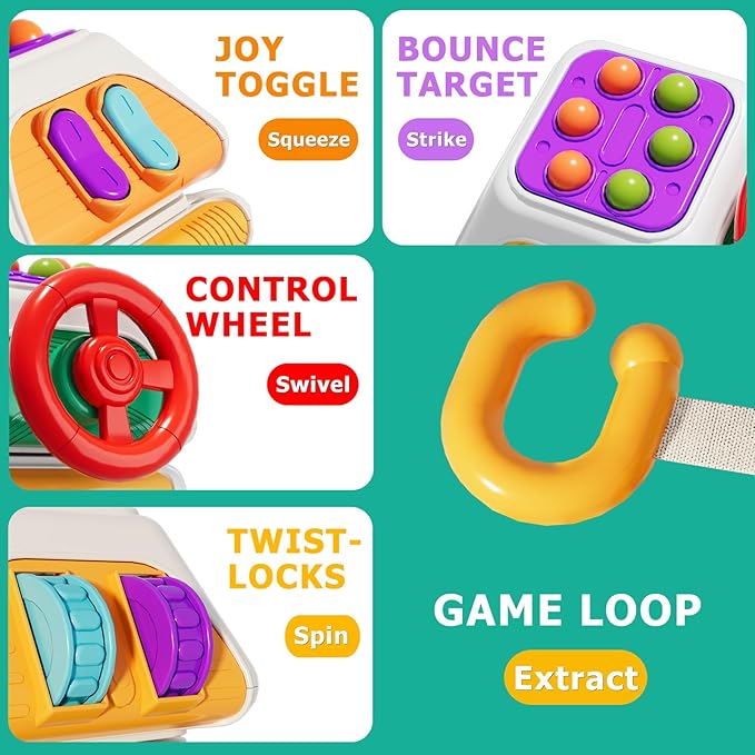 Montessori Busy Board & Activity Cube, Sensory Travel Toys for Toddlers 1-3, Baby Toys 6-12-18 Months, Educational Learning Gifts for Boys & Girls (First Edition)
