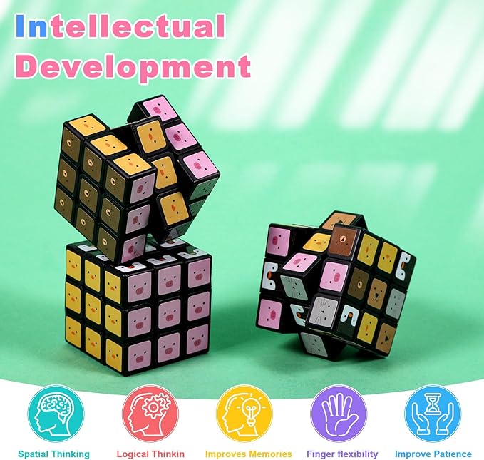 48 Pack Animals Mini Cube Bulk, 1.18 Inch 3x3x3 Small Puzzle Cubes Set, Animal Themed Birthday Party Favors, Classroom Rewards Prizes, Stocking Stuffers, Easter Basket Fillers for Kids