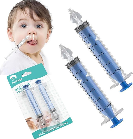 Silicone Baby Nasal Aspirator,Syringe Nasal Irrigator,10ml Nasal Irrigator Portable Infant Nose Cleaner Nose Aspirator with Cleanable (Blue)