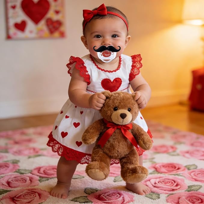 Funny Baby Pacifiers,Mustache Pacifiers for Babies 0-18 Months,Baby Teeth and Vampire Pacifier Funny Pacifier BPA Free