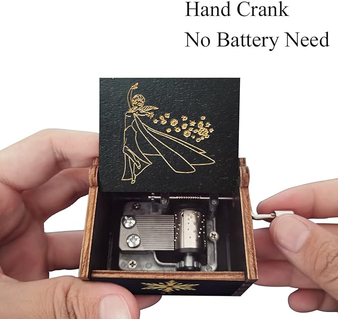 Bolunlun Frozenn Music Box, Wooden Hand Crank Music Box, Wooden Toys for Movie Fans, Gifts for Kids/Sons/Daughters, Perfect for Valentine's Day, Birthday, Halloween and Christmas. (Frozenn song)