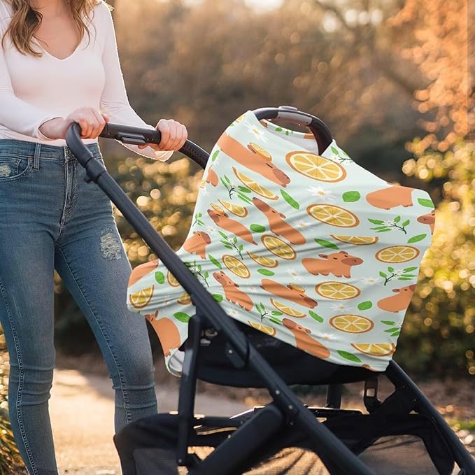 AFPANQZ Orange Capybara Breastfeeding Nursing Cover Carseat Canopy for Babies Infant Newborn Stroller Cover Breastfeeding Scarf Baby Shower s for Boys and Girls