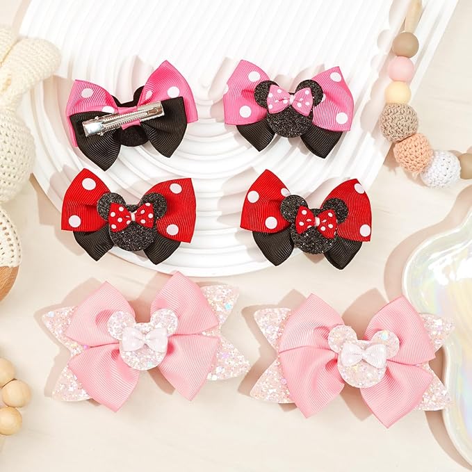 Glitter Bow Clips for Girls, BBGifts 8Pcs Toddlers Girls Hair Clips 4 Pairs Infant Clips