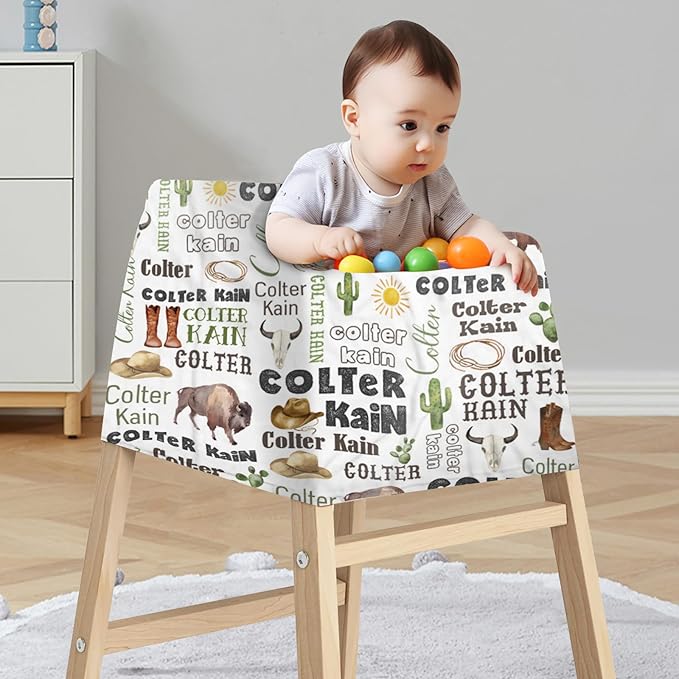 Personalized Baby Car Seat Cover Stroller Canopy: Custom Name Newborn Baby Boy Girl Elastic Cowboy Nursing Cover for Moms First Birthday Gift Animals(one Size)