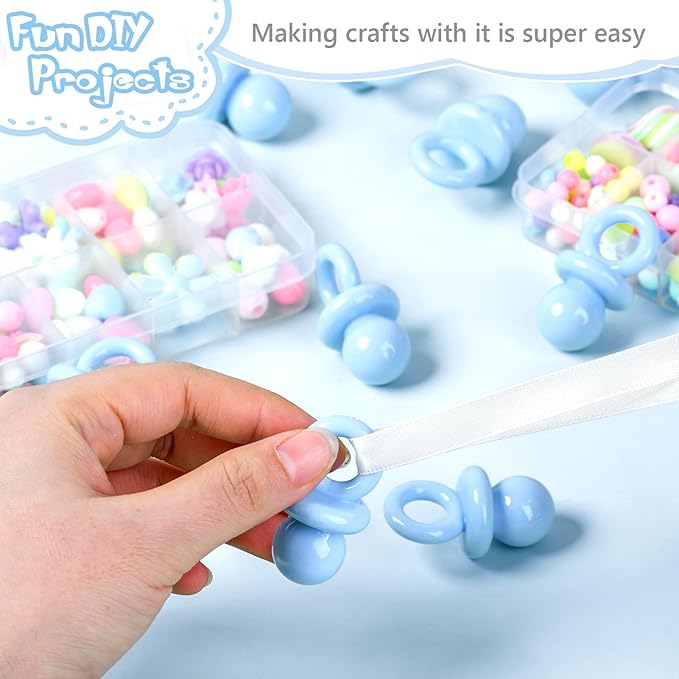 24 Pcs Baby Shower Pacifiers, 1.75 Inch Plastic Pacifiers for Baby Shower Game Boy, Bulk Pacifier for DIY Decoration, Gender Reveal Table Scatter, Hunt Game Props, Party Favors(Blue)