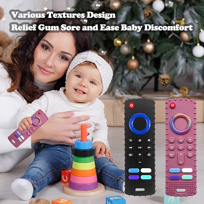 Silicone Baby Teething Toys, TV Remote Teethers for 6-12-18 Months Infant, Fire TV Remote Control Shape Toddlers Teething Remote Teethers, Chew Toys (FTV-1 Pack)