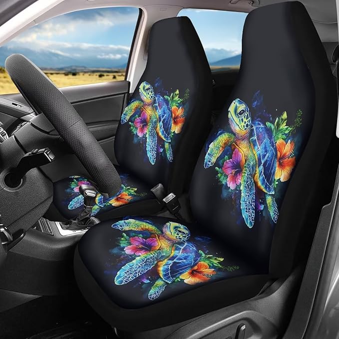 Turtle Car Front Seat Covers Waterproof Breathable Front Seat Cover Auto Interior Accessories 2 Pcs Set Protection Interior Accessories Universal Fit Most Cars