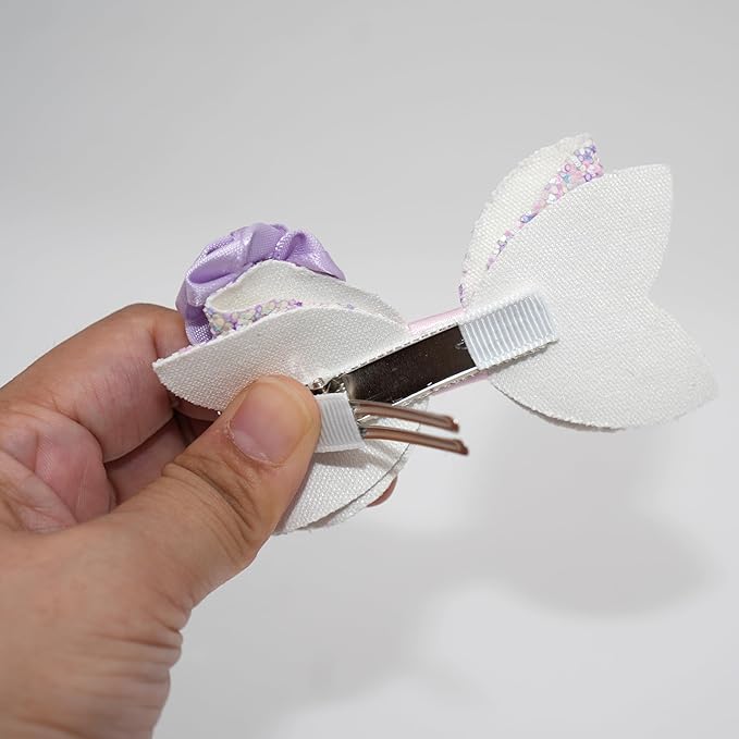 Birthday Hair Bow for Baby Girls 1 2 3 4 5 6 Years Sprinkle Decorations Party Hair Accessories for Four 4th Birthday Purple Rose