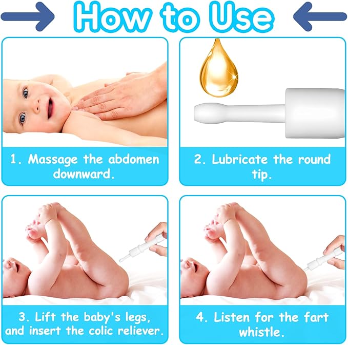 uhfi Gas and Colic Reliever for Babies, Baby Gas Colic Relief, Natural Solution for Baby Colic and Gas Relief, 100% Safe & Effective Instant Constipation Relief for Babies, 20 Count (White)
