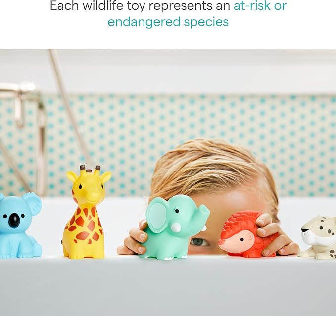 Munchkin Baby Bath Toy Squirts for Babies and Toddlers 9 Months and Up, Wild Animal Squirters, 8 Pack