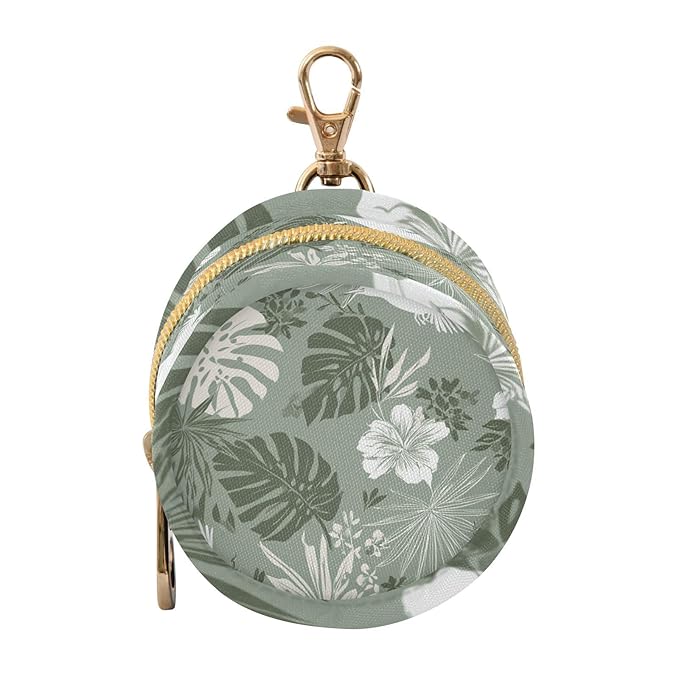 Pacifier Holder with Clip Pacifier Case for Diaper Bag Round Baby Pacifier Pouch Box Bag Portable Tropical Palm Leaves Birds Flowers