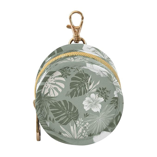 Pacifier Holder with Clip Pacifier Case for Diaper Bag Round Baby Pacifier Pouch Box Bag Portable Tropical Palm Leaves Birds Flowers