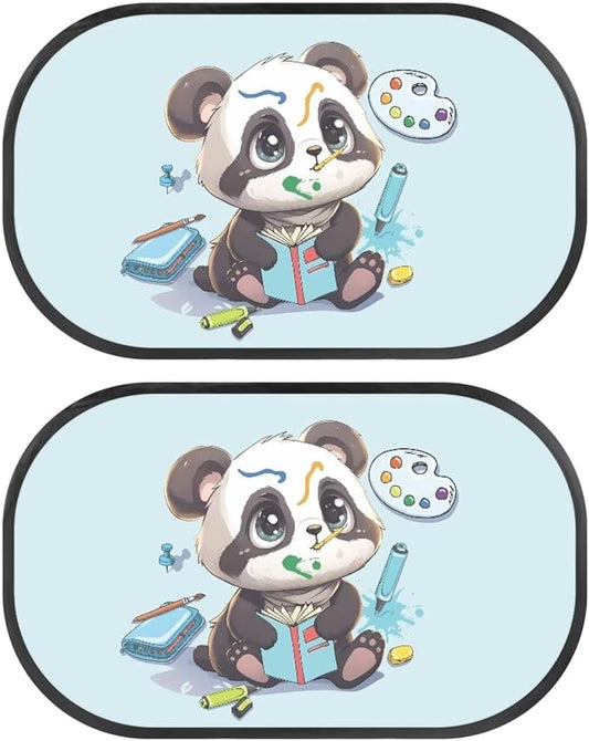 Bulopur Cute Panda Car Window Covers 2 Pack Car Shades Back Windows Baby UV Protection Breathable Window Shade Baby in Car Universal Car Interior Accessories Car Sun Shade