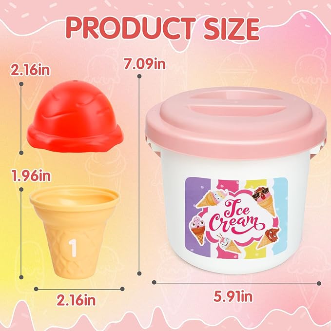 Ice Cream Toy Counting and Color Sorting Set for Toddlers, Montessori Preschool Kindergarten Learning Activities Fine Motor Skill Toys, Number Math Games Learning Toy Gifts for Kids Boys Girls Age 3-5