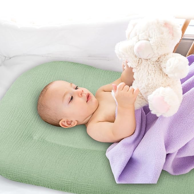 Hooyax Muslin Baby Lounger Cover, 100% Cotton Durable Newborn Lounger Cover, Soft and Breathable Infant Lounger Cover for Boys Girls, Covers Only (Green)