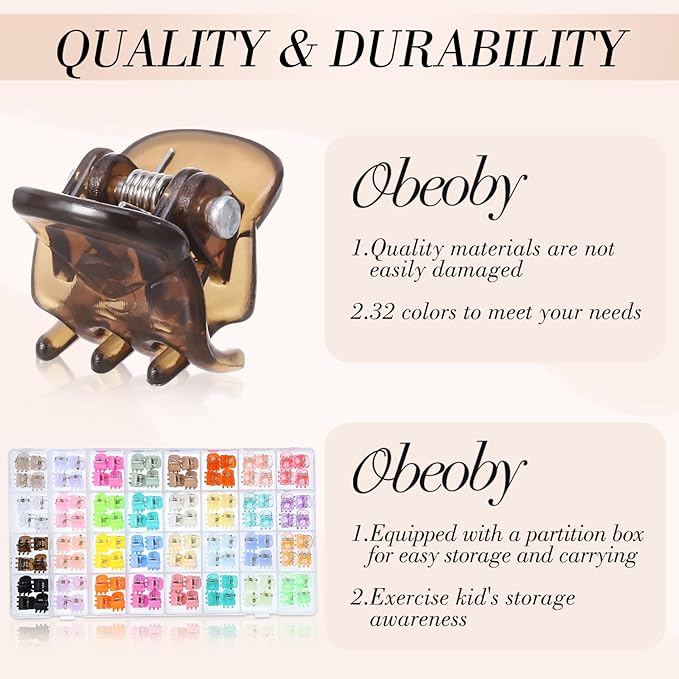 Obeoby 128 Pcs Mini Hair Claw Clips, Toddler Baby Girl Hair Clips - Cute Hair Accessories Holiday Birthday Gifts (32 Colors)