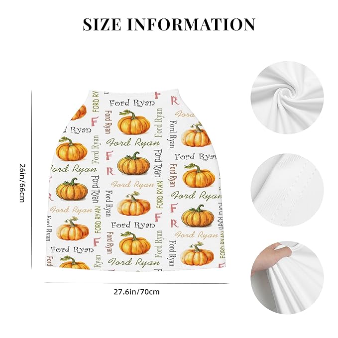 Personalized Car Seat Covers for Babies with Name – Multi-use Breastfeeding Cover Custom Pumpkin Carseat Canopy Cover, Infant Stroller Covers for Boys and Girls